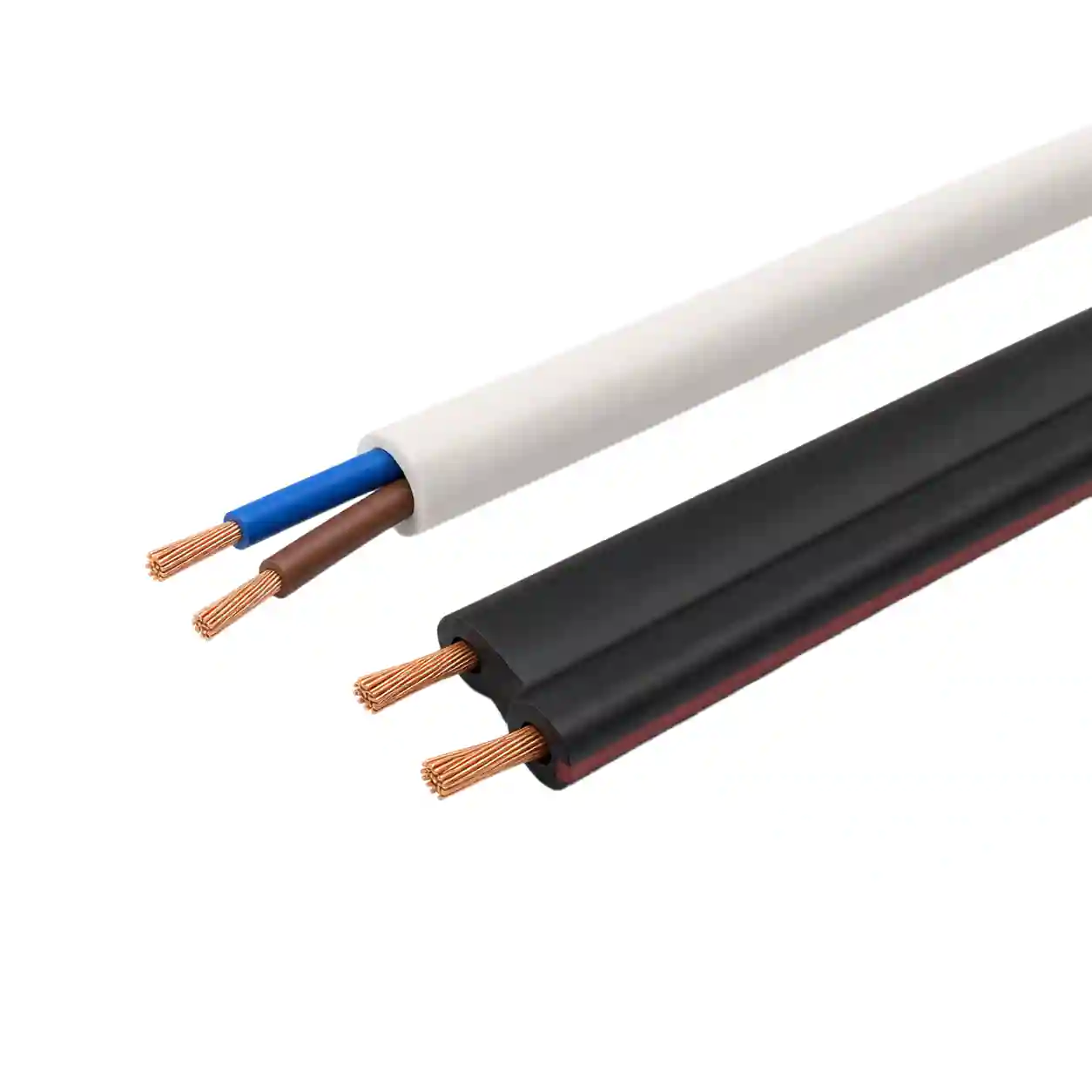 Kabel 2x1mm plochý černý a kulatý bílý ve dvou provedeních
